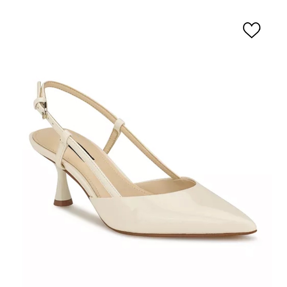 Nine West Rhonda Pointy Toe White Kitten Heels 6.5